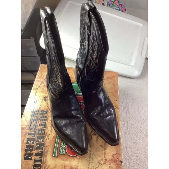 Laredo Cowboy Boots Men’s Black Leather* Sz 11 EW *Hawk*Western Style*Box - Picture 6 of 16